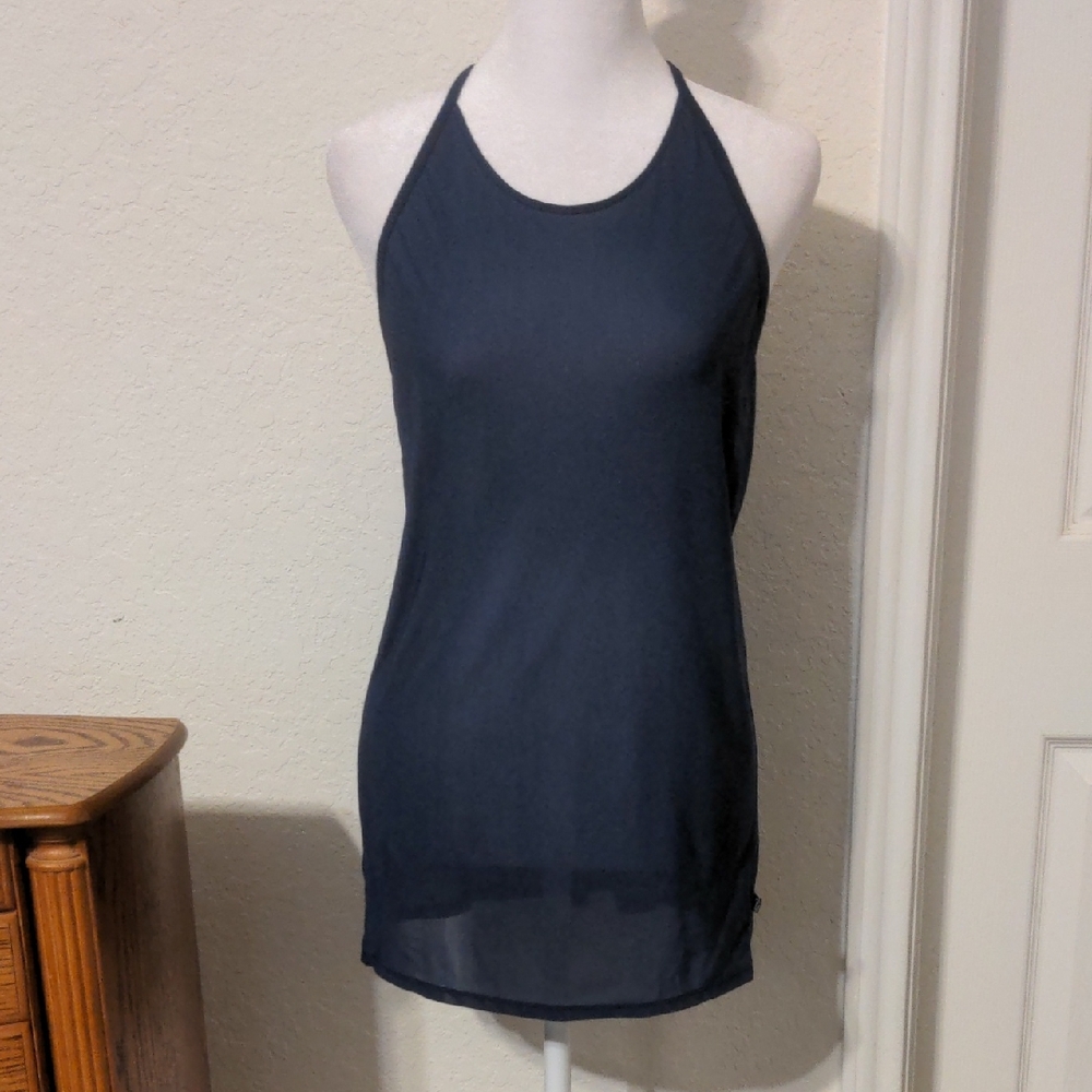 Lululemon Women's Navy Blue Sheer Athletic Workout Shirt. Size S